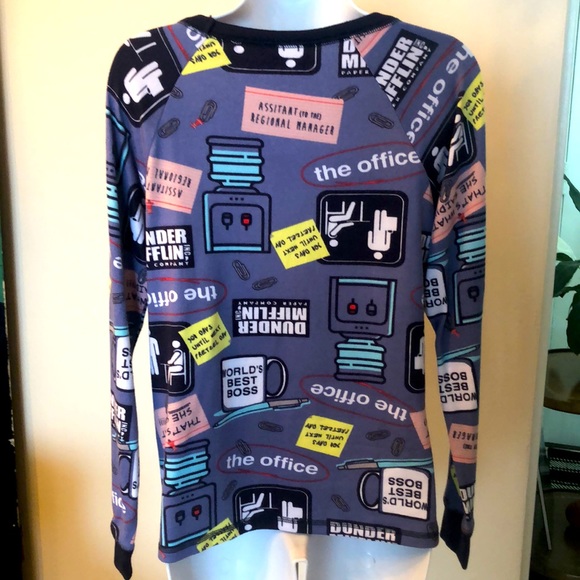 THE OFFICE LIGHTWEIGHT SWEATER TOP • DUNDER MIFFLIN LOGOS • Sz S - Picture 7 of 12